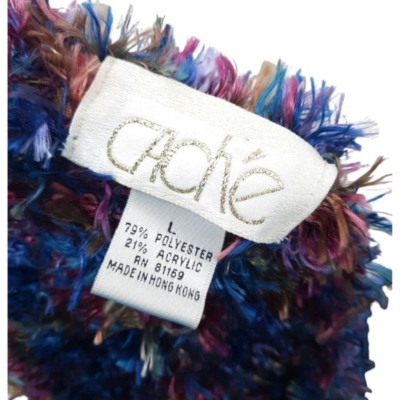 VTG 90s Cache Multicolor Fuzzy Eyelash Stretch Knit Pullover Sweater Size L - Picture 4 of 9